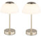 2er Set dimmbare Akku Tischleuchten per USB aufladbar, Silber Höhe 31cm