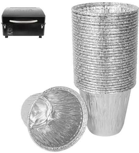 WEBROIL 30 Packungen BAC459 Fetteimer Liner für Traeger Ranger, PTG, Scout Grills, Traeger Ranger Tropfschaleneinsatz, Traeger PTG Eimereinlage, Traeger Scout Fetteinsatz, Zubehör, 10,9 x 10,2 cm