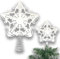 14.5cm White Glitter Star Christmas Tree Topper Shatterproof for Christmas Tree Decorations Xmas Treetop Tree Crown Holiday Ornament