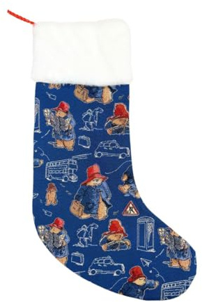 Signare Christmas Stocking - Vintage Tapestry for Fireplace Woven Fabric, Original 19th Century Designs to Delight Children & Adults (Paddington Bear Blue)