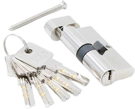 Schließzylinder, Zylinderschloss 80 mm mit 10 Schlüsseln, Türzylinder, Kupfer-Schließzylinder, Innenraum, Schlafzimmer, Wohnzimmer, Griff, Messing, Schlüsselverriegelung, Türzylinder