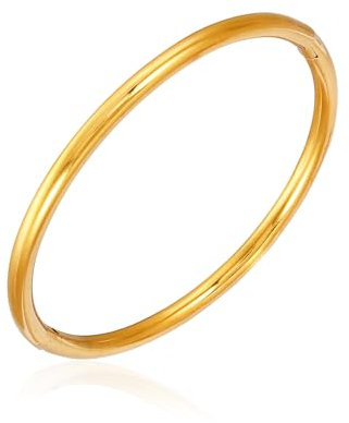 MILAKOO Edelstahl Armreif für Frauen Gold Glatte Runde 4mm Breite Boho Armband für Damen