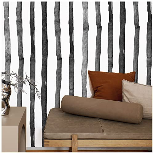 Black and White Wallpaper,44.5 x 500 cm Black Striped Wallpaper Peel and Stick Wall paper Self Adhesive Wall paper Geometric Self Adhesive Furniture Wrap for Living Room,Bathroom,Drawer,Cabinets
