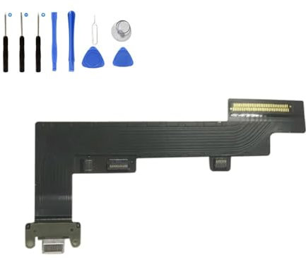 Eutoping USB Ladeanschluss für Apple iPad Air 4 A2072 A2324 A2325 Schwarz Dock Connector Charger Board Flex Kabel Montage Ersatz mit Werkzeug