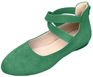 Riemchen Ballerinas Damen Flach - Balerinaschuhe Mit Hint Reißverschlüsse Runde Zehen Riemenballerinas Geschlossene Riemensandalen Elegant Tanzschuhe Slip-On Flachschuhe Kreuzriemen Halbschuhe