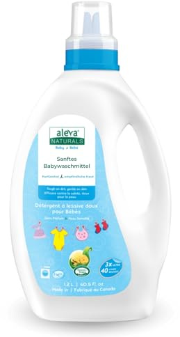 Aleva Naturals Baby Waschmittel 3-fach konzentriert für 75 Waschgänge | Hypoallergen, pflanzenbasiert, ohne SLS/SLES, Parabene, Phthalate, sanft zur Babyhaut, nachhaltig, Kanada
