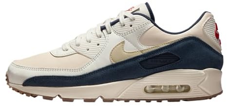 NIKE Air MAX 90 PRM, Zapatillas Deportivas para Hombre, Vela Marfil Claro Lt Khaki Thunder Azul, 44 EU