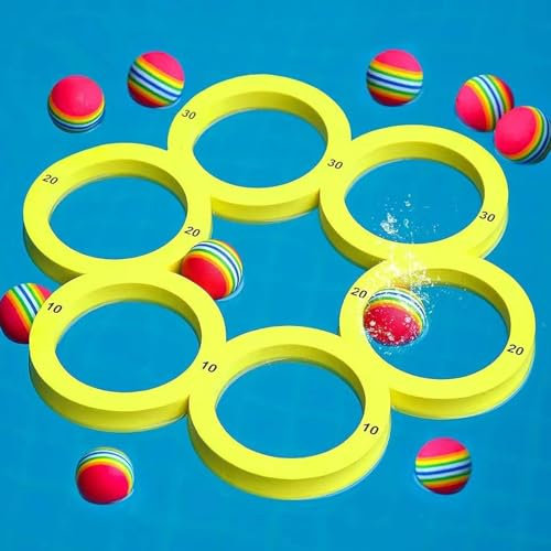 Générique Jeux Piscine, Jeu De Lancer Flottant avec 12 Balles, Jouet Piscine Drôle, Jeux d Eau Exterieur pour Enfant Adultes Et Famille