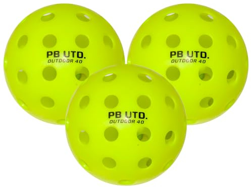 Pickleball United Outdoor Pickleball Balls – Pack of 3 | Durable 40-Hole TPU Balls | High Visibility Neon Green | Weather-Resistant & Lightweight | Tournament Grade Balls for Outdoor Play