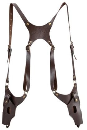 FHUILIJH Allgemein Vertikales Waffenholster - Vintage PU Leder Hals Umhängetasche - forCosplay Bühne Performance Requisiten,Braun,30cm