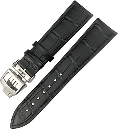 SLCHJX 20mm 21mm Cowide Watchband für Jaeger Lecoultre Master Uhrengurt weiche schwarze braune blaue Lederarmbänder Klappschnalle
