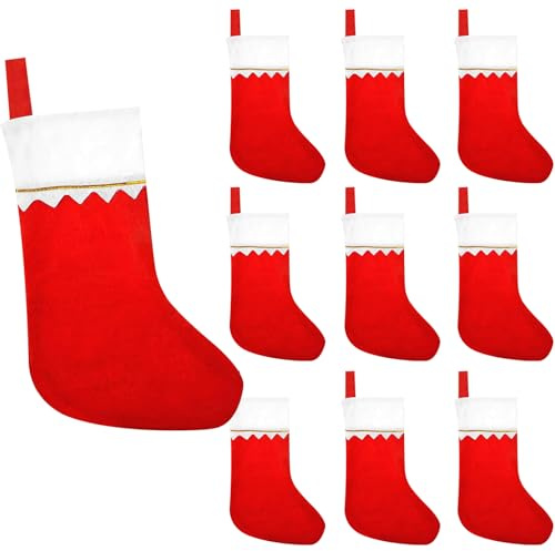 yivom 10 Stück Weihnachtsstrumpf, Nikolausstiefel zum Befüllen, Weihnachtssocken zum Aufhängen, Nikolausstrumpf für Weihnachtsfeier Weihnachtsdekorationen