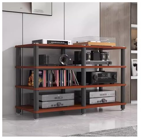 4-Tier Hifi Rack für Home Entertainment Corner Audio Video Stand Media Tower mit Schrank für TV Record Player Verstärker Spiel Konsole Lagerung Lautsprecher Regal