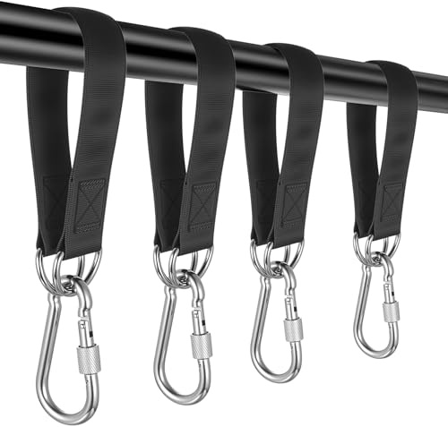 SANDUNKEJI 4 Stück Hängematte Befestigung Gurt, 30cm Hängematte Schaukel Befestigung Baumschaukelgurt Schaukel Aufhängung Seil, Schaukelbefestigung mit 4 Karabiner für Outdoor Schaukel Hängesessel