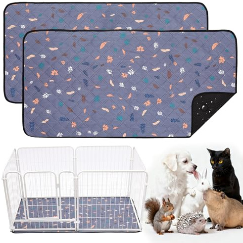 HOZKUY 2 Stück PIPI Pads 142x70cm für Meerschweinchen, wasserdichte & rutschfeste Unterlage mit 4 Lagen, super saugfähige, waschbare Wiederverwendbare Kleintiermatten für Hamster, Kaninchen, Welpen