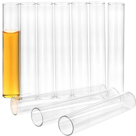 QWORK® 10 Stück Borosilikatglas Reagenzglas mit flachem Boden, 11 cm X 2 cm - Höhere Temperaturstabilität, Chemische Inertheit und Beobachtungsgenauigkeit
