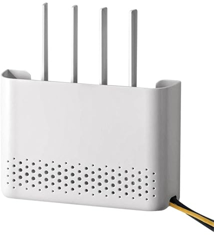 Router Schrank Wand WiFi Kabel Verstecken Aufbewahrungsbox Desktop Organizer Ohne Bohren Steckdosen Kabelbox Router Regal Wandmontage Kabelkasten für Wohnzimmer TV-Wand Mediacenter(25.6x5.5x17cm)