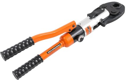 Profi Presszange Presswerkzeug mit 9 Matrizen V-12/15/18/22/28 Und TH-16/20/26/32,Rohrpresszange hydraulisch von 10T,Stahl & Aluminium Backeneinsätze für Kupfer- und Mehrschichtverbundrohre (Orange)