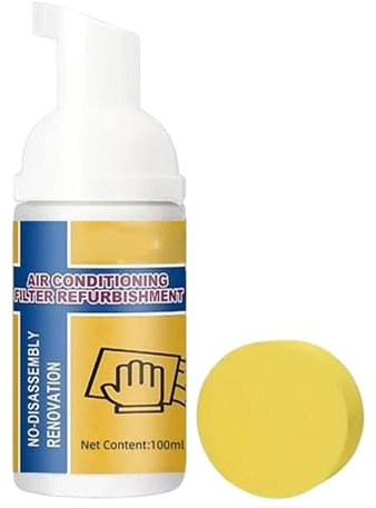 Pulitore AC 100ml Spray Detergente per Ventilatore Senza Risciacquo | Detergente per Bobine AC con Spugna per Sporco Polvere Grasso Manutenzione Ventilatore Elettrico Domestico