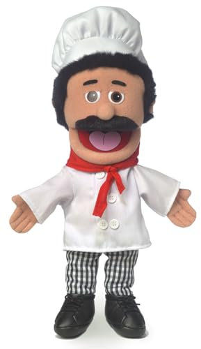Chef Luigi von Silly Puppets | 40 cm Handpuppe für Kinder | Mit Beweglichem Mund Und Armen | Abnehmbare Handwaschbare Kleidung