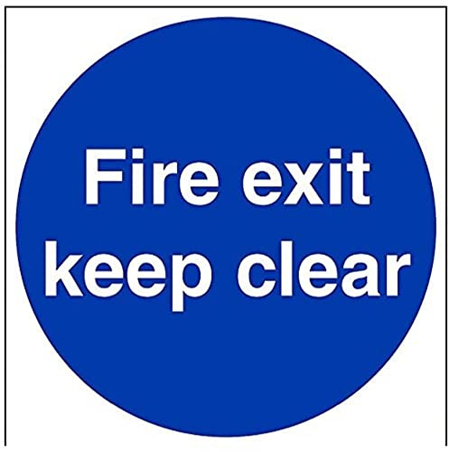 V Safety Fire Exit Keep Clear Mandatory Sign - 400mm x 400mm - 1mm Rigid Plastic