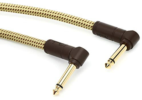 Fender Deluxe Series Instrument Cable - 6 inch – ANG/ANG – Pack of 2 - Tweed