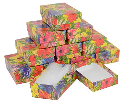 Geschenk-Boxen mit Blumendruck, für Ohrringe, Ringe, Edelsteine, Schmuckkästchen, Geschenk, Schlüssel, USB-Aufbewahrungsbox, 67 mm x 40 mm x 25 mm