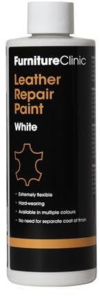 Furniture Clinic Leather Repair Paint & Dye | Self Seal Colourant for Quick and Easy Leather Repair | Suitable for Sofas, Car Seat, Shoes, Handbag, and More - White, 1L