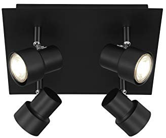 Briloner Leuchten LED Deckenspot, Deckenleuchte 4-flammig, Strahler dreh-und schwenkbar, 4x GU10, 5 Watt, 460 Lumen, 3.000 Kelvin, Schwarz 2861-045