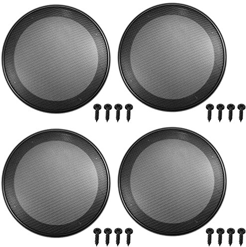 Fielect 4Pcs 6.5inch Speaker Grill Mesh Decorative Circle Woofer Guard Protector Cover Audio Accessories Black Cloth Cover