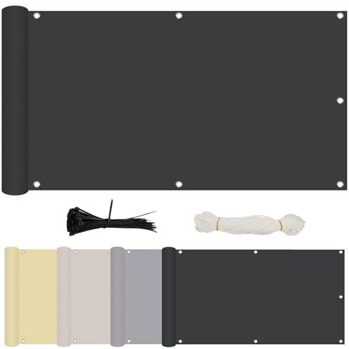 Balkon Sichtschutz Ohne Bohren, (700 Größen 7 Farben) Blickdichte Balkonverkleidung Balkonabdeckung Wetterfest UV-Schutz 100% Schutz der Privatsphäre für Balkon Garten Anthrazit 150x600cm