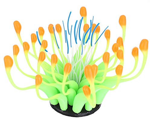 Effet Lumineux Artificiel Corail Plante décor Doux Silicone coraux Simulation Aquarium Plante Aquarium Paysage décoration Ornements(Orange)