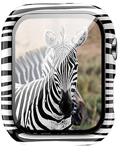 Compatibile con Apple Watch SE Series 6, 5, 4, 3, 2, 1, 40 mm, 44 mm, 42 mm, 38 mm, motivo leopardo/floreale, pellicola protettiva in vetro temperato resistente agli urti (zebra, 40 mm)