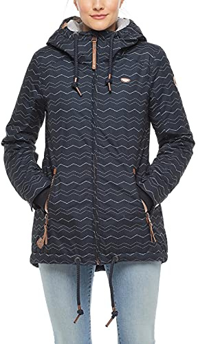 Ragwear Damen Übergangsjacke leichte Jacke Kurzmantel wasserdicht mit verstellbarer Kapuze Zuzka Intl XS-6XL