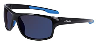 Columbia Men's Sunglasses BURR - Shiny Black & Blue with Polarized Blue Mirror Lens