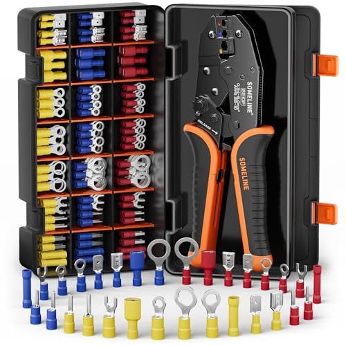 SOMELINE Crimpadora Terminales Cables Electricos, Pinza Crimpadora Terminales Eléctricos,30 tipos 0,34–6 mm², Alicates Electricista, Herramientas Electricista,Alicates de Terminales