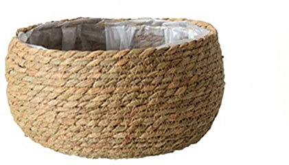SLDHFE Cesta de maceta de paja, 9.8 pulgadas con forro de plástico impermeable, cesta tejida a mano para macetas de interior y exterior