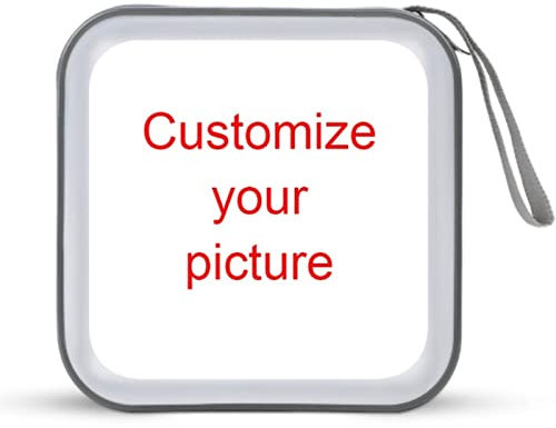 LeDiYouGou Customize Personalise CD DVD Media Storage Case Large Customize Images And Text 40-Capacity PU Leather Bag Wallet Allbum Holder Pouch for Car Home Office Travel