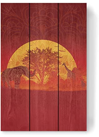 artboxONE Holzbild 45x30 cm Tiere Afrika von Künstler Ibanez Design