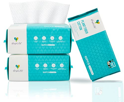 Disposable Dry Wipes for Adult Personal Care, Large, Softer & Thicker Wet and Dry Use, Makeup Remover Wipes Multipack, Biodegradable, Chemical-Free, Sensitive Skin, Travel Wipes (Pack of 1-180 Pieces)