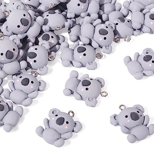 FASHEWELRY 30 Stück Harz-Anhänger mit Platin-Eisen-Öse, Koala für Schmuck, Ohrringe, Armbandherstellung