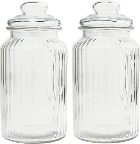VBS Lot de 2 bocaux à provisions 1250ml verre à bonbons récipients en verre boîtes en verre