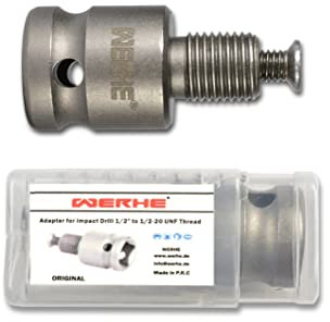 WERHE® Adapter an Drehschlagschrauber 1/2 auf 1/2-20UNF zoll - Verwendung in allen bohrfutter mit 1/2-20UNF Innengewinde