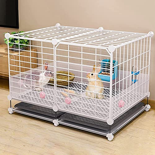 BICIBO Kaninchenkäfig - Häschenstall für drinnen,Kleintierkäfig,Kaninchen-Laufstall,Visualisierung,erweitert,tragbar,für Kleintiere,Hasen,Frettchen,Igel (Weiß 75 * 39 * 48 cm)