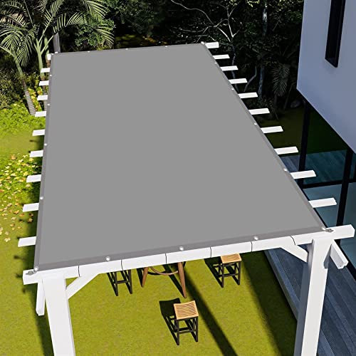 Sonnensegel 4x9M Wasserdicht Rechteckig Terrasse Camping Sonnentuch Schattensegel PES Polyester 98% UV-Block mit Edelstahl Zubehör, Hellgrau