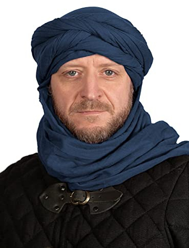 Turban Kopftuch Halstuch Schal - 4x1m - Preußischblau - für LARP, Cosplay Orient Karneval Halloween
