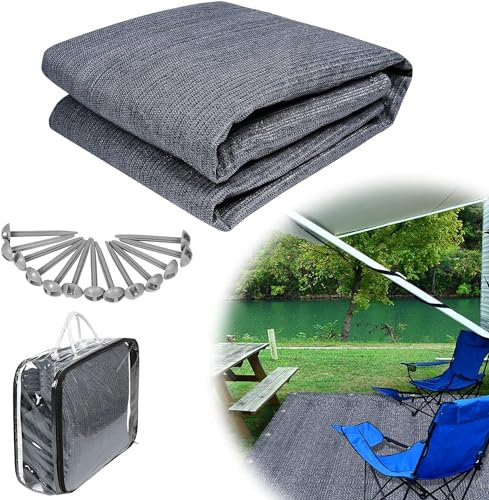 JOIEYOU Zeltböden Vorzeltteppich Zeltteppich, Outdoor Campingteppich 400x500cm HDPE Zeltunterlage mit Heringe, Vorzeltboden Markisenteppich inkl Tragetasche