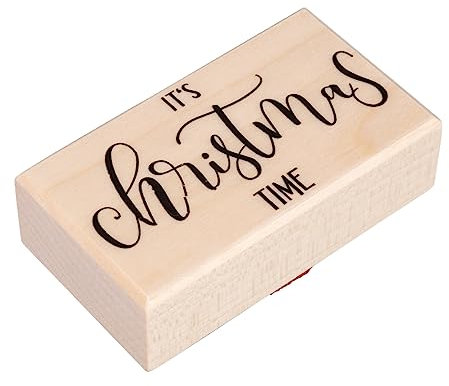 Rayher Stempel Holz It's christmas time, 4 x 7 cm, Stempel Weihnachten, Holzstempel zum Gestalten von Karten, Umschlägen, Geschenken, Motivstempel, Butterer Stempel, 29251000