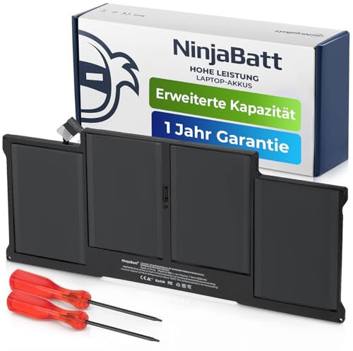 NinjaBatt Akku A1466 A1496 für Apple MacBook Air 13 Inch [2010 2011 2012 2013 2014 2015 2016 2017 Years] A1369 A1405 A1377 - High Performance [7160mAh/54.4Wh/7.6V]