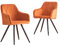 JaHECOME 2er-Set Esszimmerstuhl aus Samt mit modischem Design, Armlehnstühle mit Rückenlehne, Sessel mit schwarzen Metallbeine, Küchenstuhl mit gepolstertem Sitz (2, orange)